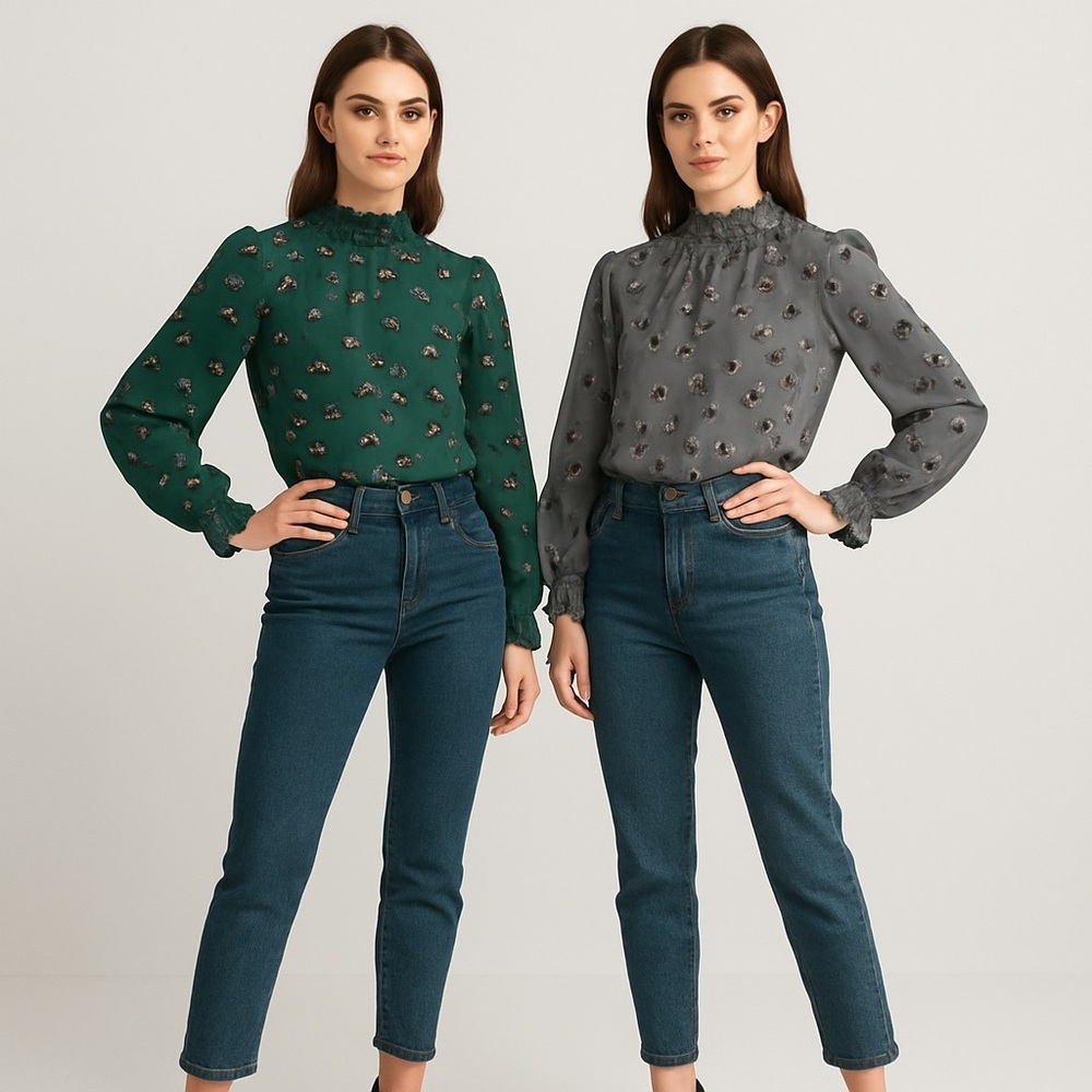 ✨ SHEIN Leopard Print Smocked-Neck Blouse Duo 👚🐆 Size M (Set of 2) ✨